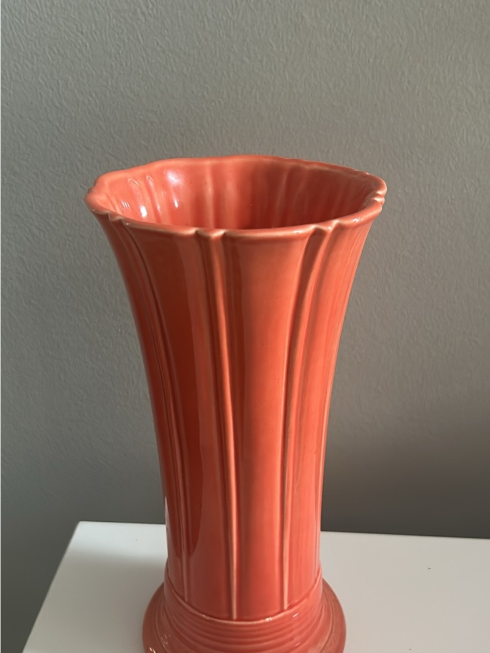 Fiestaware Homer Laughlin Coral Fluted Ceramic Vase
